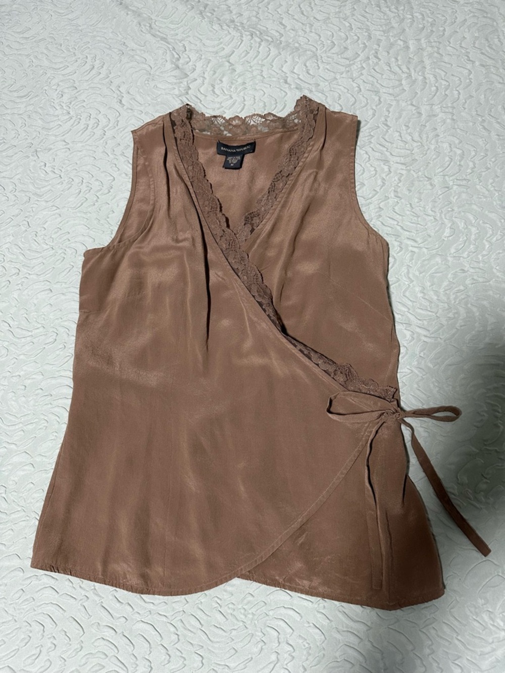 Banana Republic Silk Lace Trim Tank - Taupe
